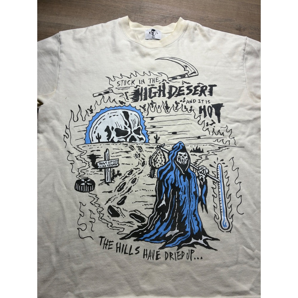 Warren‎ Lotas High Desert Grim Reaper Graphic T-Shirt Cream Mens XL View 2